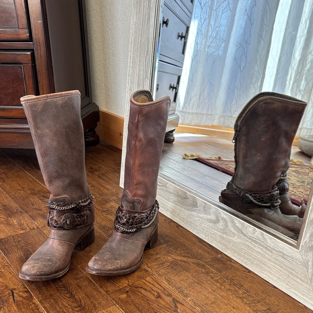 Freebird by Steven Distressed Brown Heeled Boots